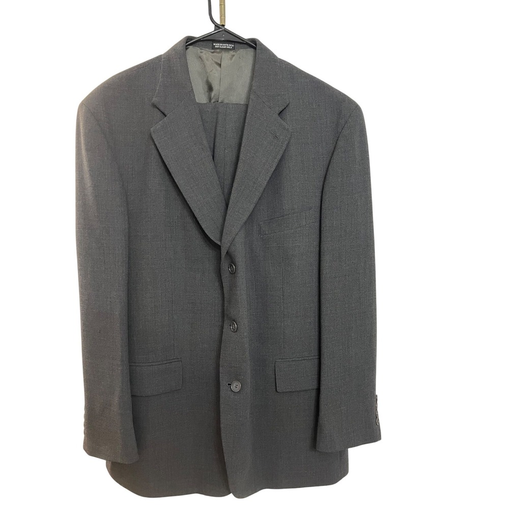 Oscar De La Renta Mens Suit Wool‎ 2 Piece 46XL 46x38 Double Breasted